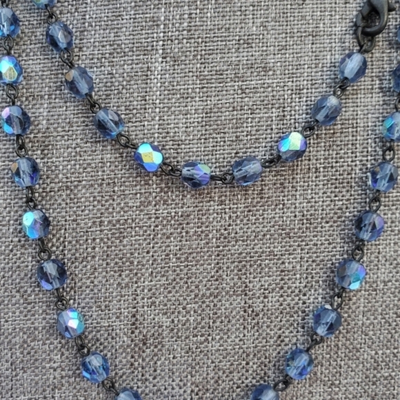 NEW stunning blue iridescent glass bead necklace - Picture 4 of 9